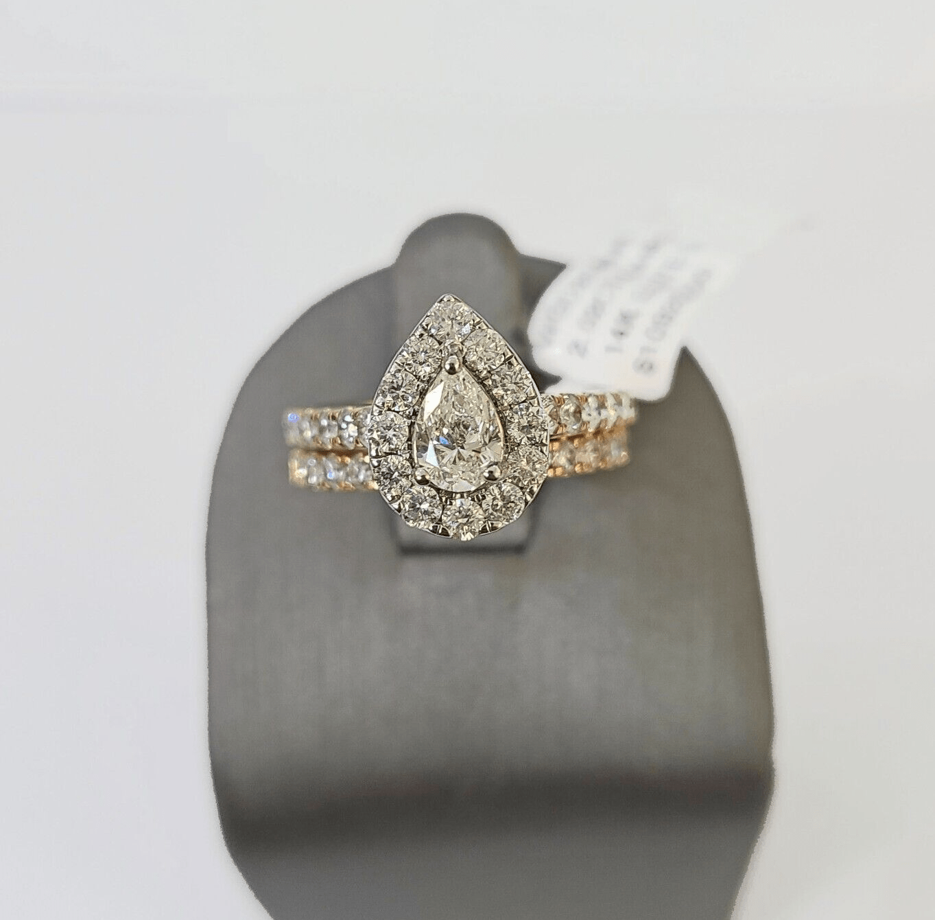 REAL 14k Rose Gold Diamond Ladies Ring Drop Shaped Women Engagement Wedding - GoldenlinQ